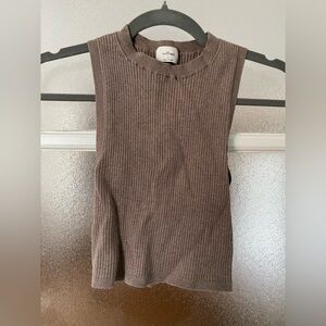 Aritzia Wilfred Brown Ribbed Sleeveless Top size small